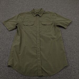 prAna Shirt Mens Medium Tall Green Short Sleeve Button Front Ripstop Hiking